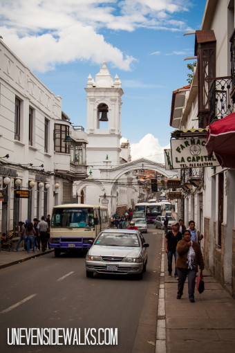 Sucre Bolivia busy City Streets with Cars